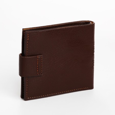 Male purse on a magnet, department for bills, for maps, for coins, brown color-1