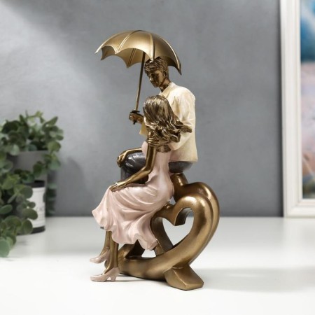Polystone souvenir "couple on the heart under an umbrella" 22.5x11x14.5 cm-2