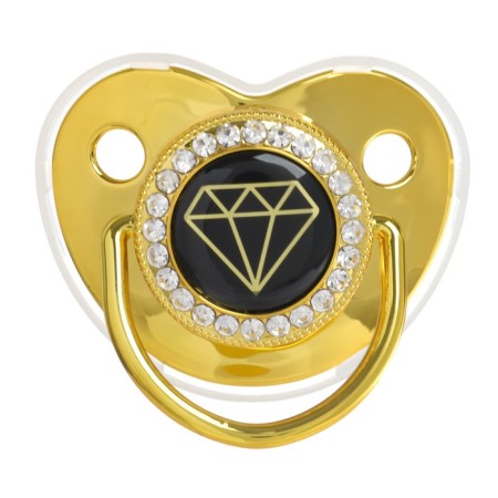 Set: Nipple - Orthodontic dummy with the holder "Diamond", with a cap, from 6 months., Golden, rhinestones-2