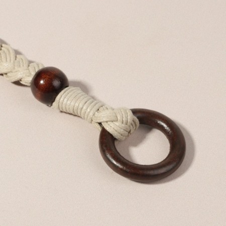 Handles for a bag, 2 pcs, waxed cord/tree, 48 × 2 cm, beige color-2