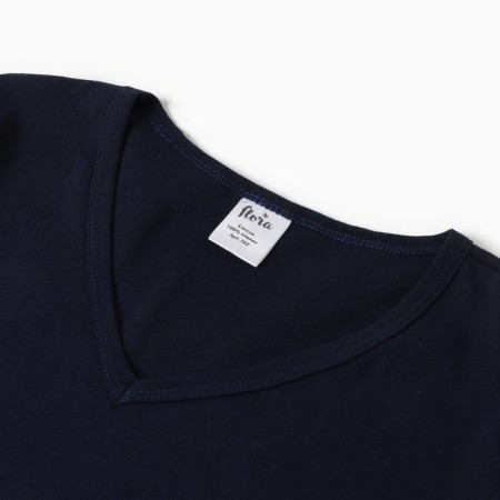 Women's T-shirt V-shaped neckline, dark blue color, size 46-1
