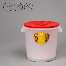 Food tank, 13 l, with a lid, with oppression, white