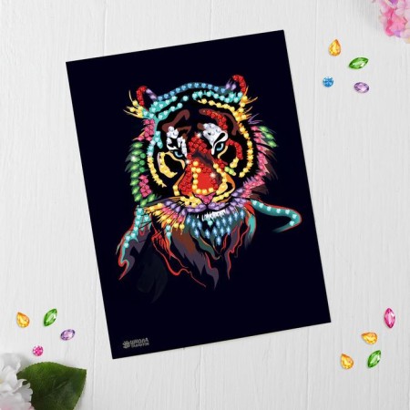 Mosaic with rhinestones "Tiger look." Set for creativity