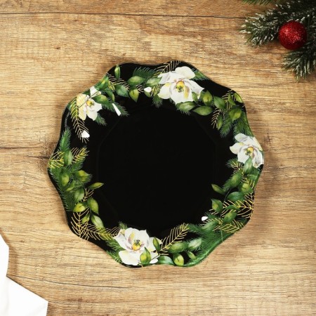 New Year. Glass plate "Winter Stories", 20 cm-1