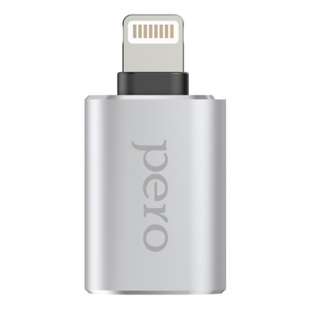 Adapter OTG PERO AD02, Lightning - USB, metal, silver-2