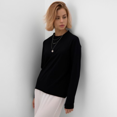 Jumper (Longsliv) Women's Minaku: Minaku: Basic Line Collection, Black Black Rr. 52-1