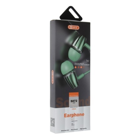 Nausiki Byz S872, wired, vacuum, 3.5 mm, 1.2 m, green-2