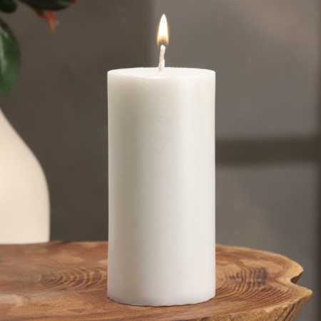 Candle-cylinder smooth, 5x10 cm, pearl, 6 hours