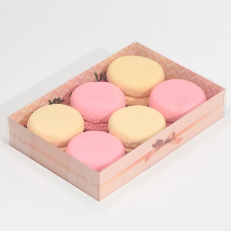 Confectionery packaging, Makarun with PVC lid, "Flowers", 17 x 12 x 3 cm-3