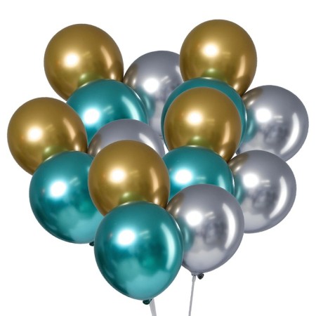Latex ball 12 "Chrome", metal, set of 5 pcs., Mix color-1