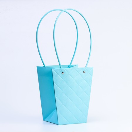 Bag for flowers Blue moisture-resistant, 17x17-11.5x11.5-20 cm-1