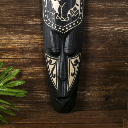 Mask Wall tree "Aboriginal with a standing elephant" 3x12x50 cm-3