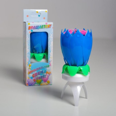 Candle for cake musical "Tulip", spinning, blue, 14.5 × 6 cm-7