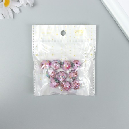 Acrylic beads "Pink flowers" mix 1,6x1.6x1.6 cm-2