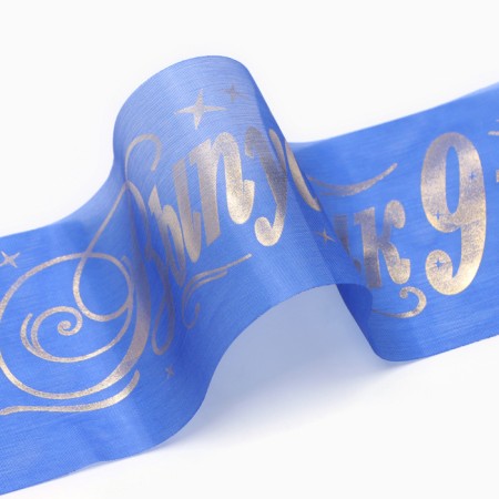 Set of ribbons "Graduate 9th grade", silk blue foil, 5pcs-1