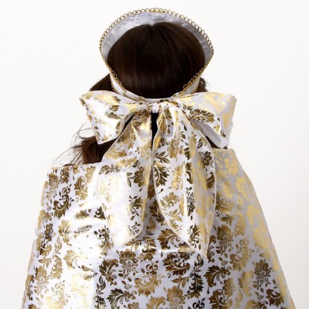 Carnival set: scarf, kokoshnik, gold on white-3