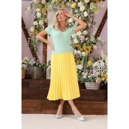 Female skirt, size 52, yellow color-1