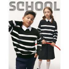 Sweater Knitted Children's Amarobaby Strip, Height 134 cm, Black Color