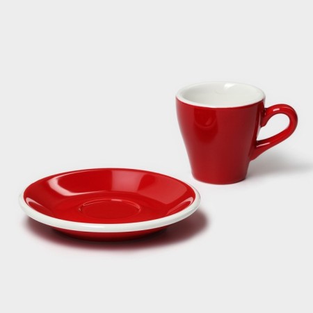 Coffee steam porcelain Magistro Coffee Time, 2 objects: a cup 80 ml, a saucer d = 12.5 cm, red color-3