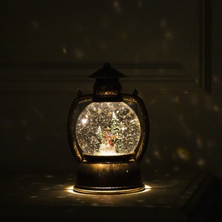 LED figure “Lantern with a snowman” 13 × 19 × 11 cm, plastic, AAX3 batteries (not in the kit), USB, glow warm white-5