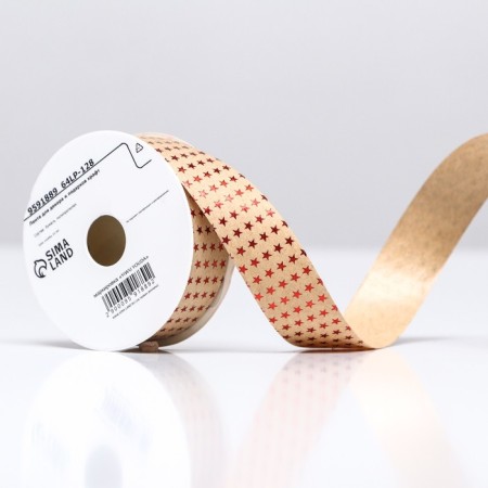 Ribbon for decor and gifts Kraft with stars "Star" 2cm x 5 m
