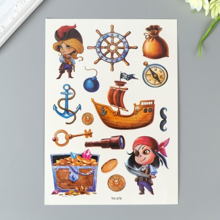 Tattoo on the body color "Pirates" 21x15 cm-1