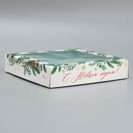 Box under 16 sweets “Happy New Year”, Botany, 18.9 x 18.9 x 3.8 cm, New Year-1