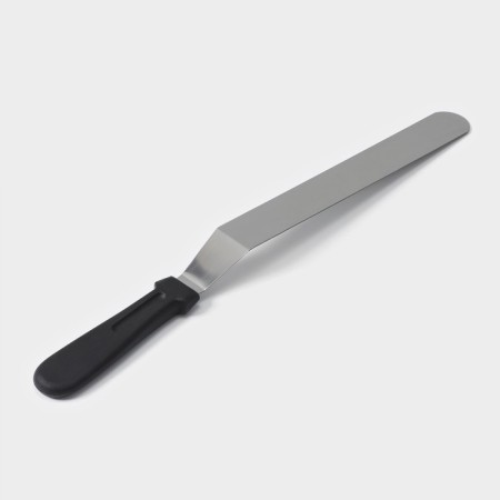 A blade with a plastic handle, curved, 37 cm, working part 25 cm, black color, black-2