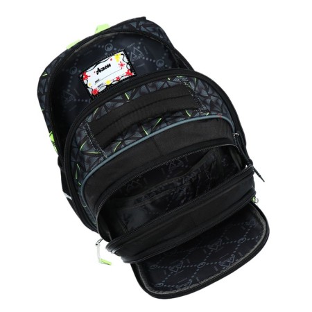 School backpack 40x33x15cm, ergonomic back, Across 410, gray/green-7