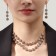 Set 2 objects: earrings, necklace "chic" circle, white color in gold, 30 cm