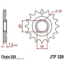 Front star, presenter, jtf326 for a motorcycle, steel, chain 520, 13 teeth