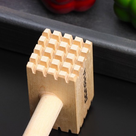 A hammer for meat of the birch bark, pen 37 cm, hammer 45 × 45 × 80 mm-4