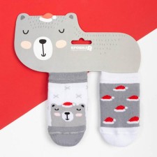 Set of New Year's children's socks crumb I am a “bear”, 2 pairs, 6-8 cm