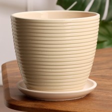 Pot Flower spiral beige Crocus No. 3, 2.3 l, D - 17.7 cm