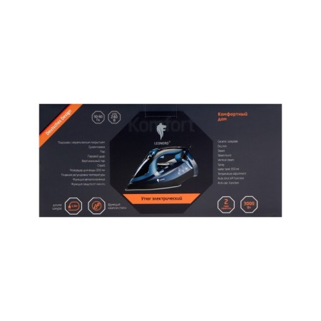 Iron Leonord Le-1801, 3000 W, ceramic sole, 28 g/min, 350 ml, black and blue-3