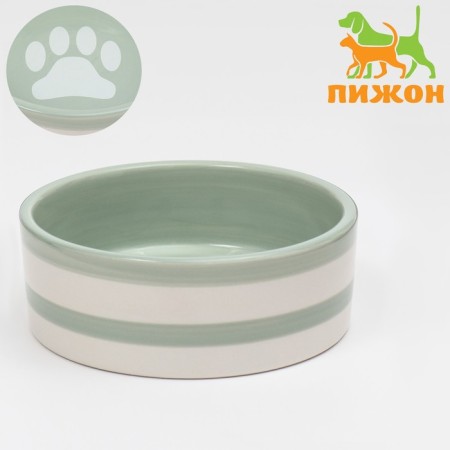 Ceramic “trace” bowl 300 ml 12.5 x 4.5 cm, gray-green in white strip-1