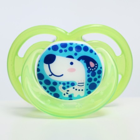 Nipple-dummy silicone orthodontic, + 6 months, green color-1