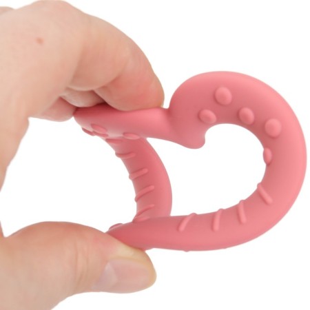 Silicone teether "heart", pink color, mum & baby-5