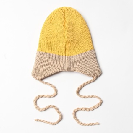 Children's hat minku rr 35-40, mustard/beige color-2