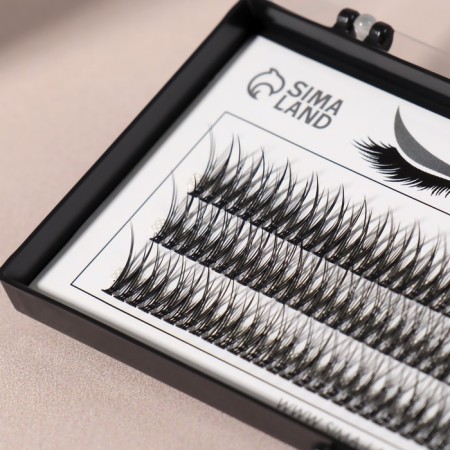 A set of overhead eyelashes "Lastochkin tail", bundles, 12 mm, thickness 0.1 mm, bend C, 12 D-3