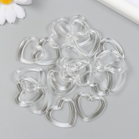 Beads for creativity plastic "Transparent hearts" set of 20 pcs 0.4x2.7x3 cm-1