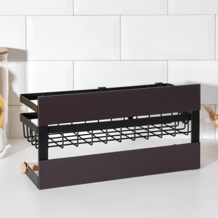 Shelf on magnet, 4 hooks, black color-4