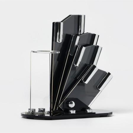Kitchen kit on the stand “bend”, 5 items: 4 knife, 7.5 cm, 10 cm, 13 cm, 15 cm, vegetable facial, blue color-8
