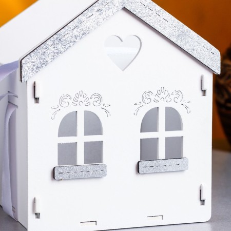 Kashpo wooden "house", 13x12x15.5 cm, oak, white-3