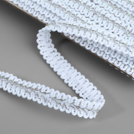 Decorative braid "Chanel", 12 mm, 10 ± 1 m, silver color-1