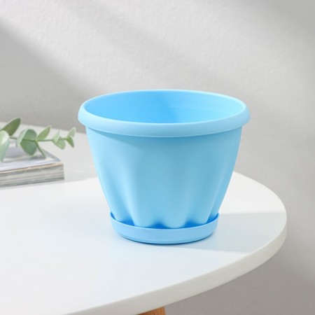 Pot for flowers with the Podon "Noble", 450 ml, d = 11 cm, blue color-1