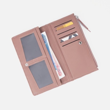 Women's wallet on the button, pink color-3