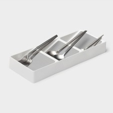 Griten cutlery tray, with silicone insert, 3 sections, 39 × 15 × 5 cm, white color