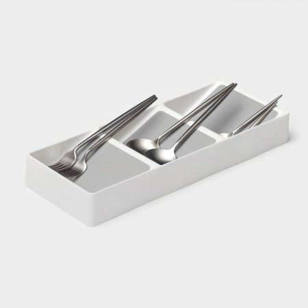 Griten cutlery tray, with silicone insert, 3 sections, 39 × 15 × 5 cm, white color