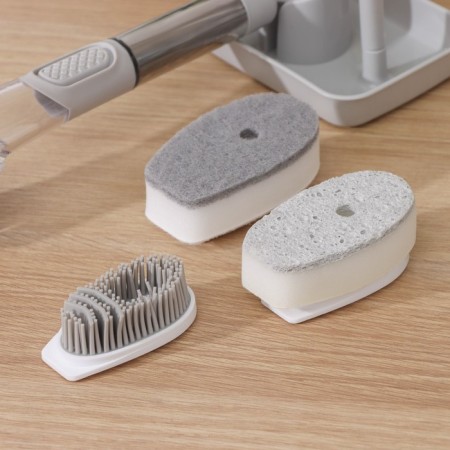 Raccoon Dishes “Practitioner”, Doster handle, 4 brushes, holder-stand, Gray color, gray-3